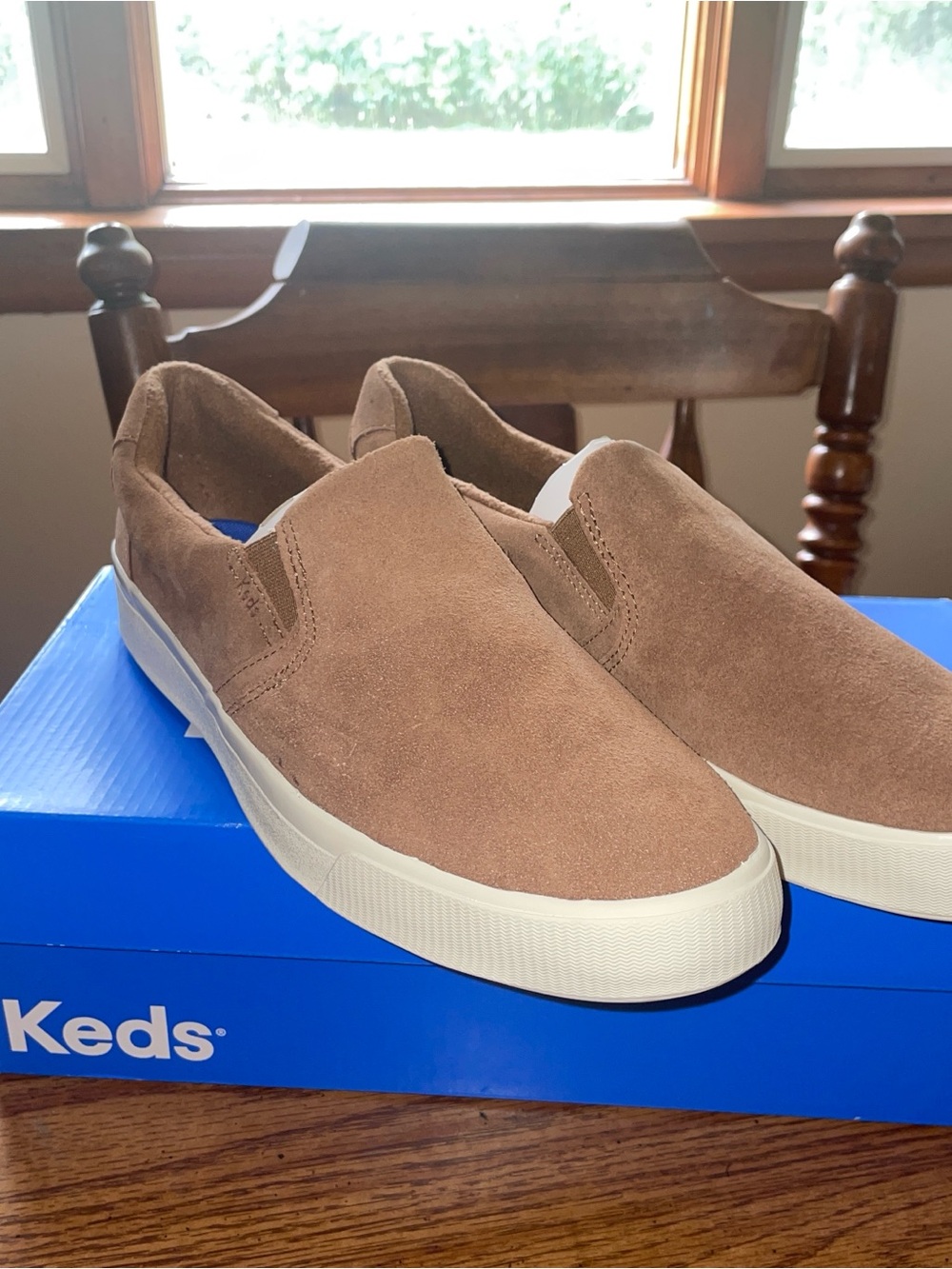 Keds Slip-On Sneakers in Taupe Suede